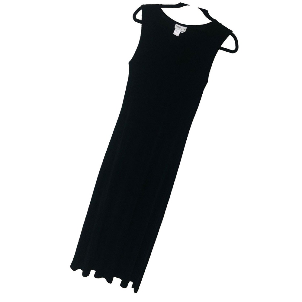 Coldwater‎ Creek Slinky Knit Maxi Dress Black Minimalist Whimsigoth Womens PS